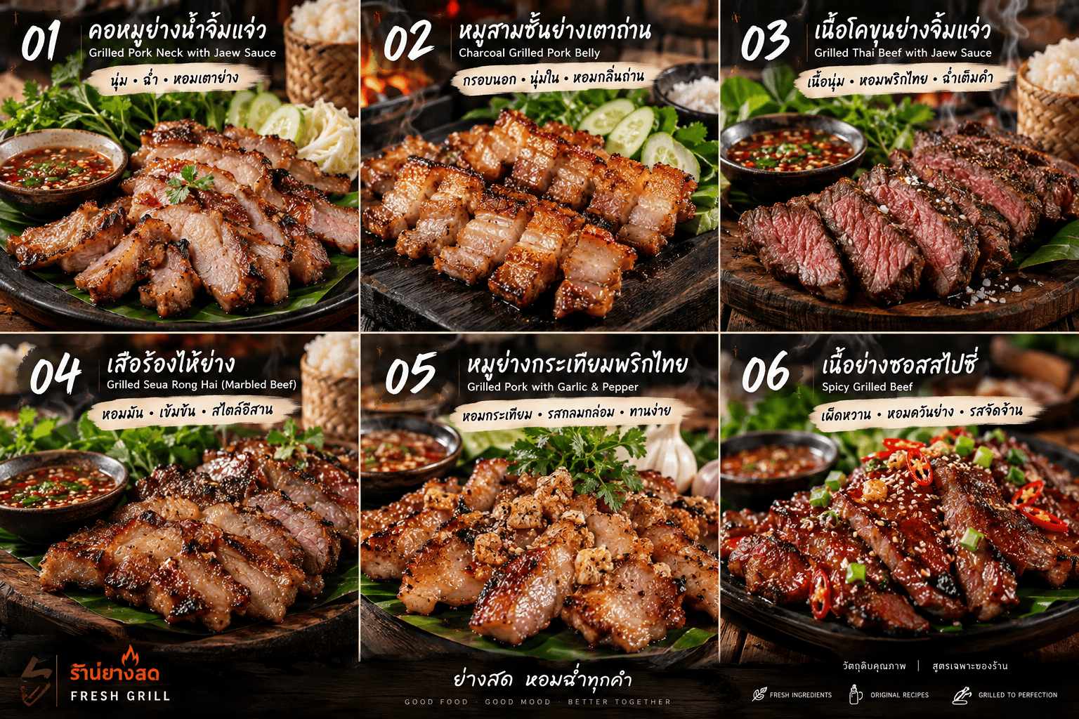 เมนูย่างแนะนำทั้ง 6 อย่างของร้านย่างสด Fresh Grill
